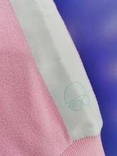 Load image into Gallery viewer, 'Gaoth na Mara' fleece half-zip (pink, white and aquamarine)