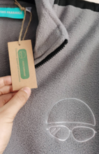 Load image into Gallery viewer, 'Gaoth na Mara' fleece half-zip (grey and aquamarine)