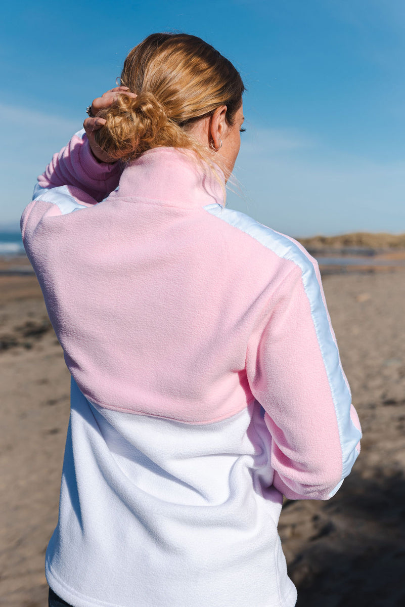 Gaoth Na Mara Fleece Half zip pink White And Aquamarine Cois gaoth-na-mara-fleece-half-zip-pink-white-and-aquamarine-cois