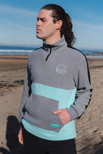 Load image into Gallery viewer, 'Gaoth na Mara' fleece half-zip (grey and aquamarine)
