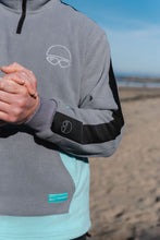 Load image into Gallery viewer, 'Gaoth na Mara' fleece half-zip (grey and aquamarine)