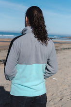 Load image into Gallery viewer, 'Gaoth na Mara' fleece half-zip (grey and aquamarine)