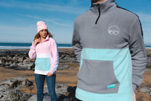 Load image into Gallery viewer, 'Gaoth na Mara' fleece half-zip (grey and aquamarine)