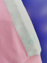 Load image into Gallery viewer, &#39;Gaoth na Mara&#39; fleece half-zip (pink, white and aquamarine)

