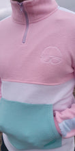 Load image into Gallery viewer, &#39;Gaoth na Mara&#39; fleece half-zip (pink, white and aquamarine)
